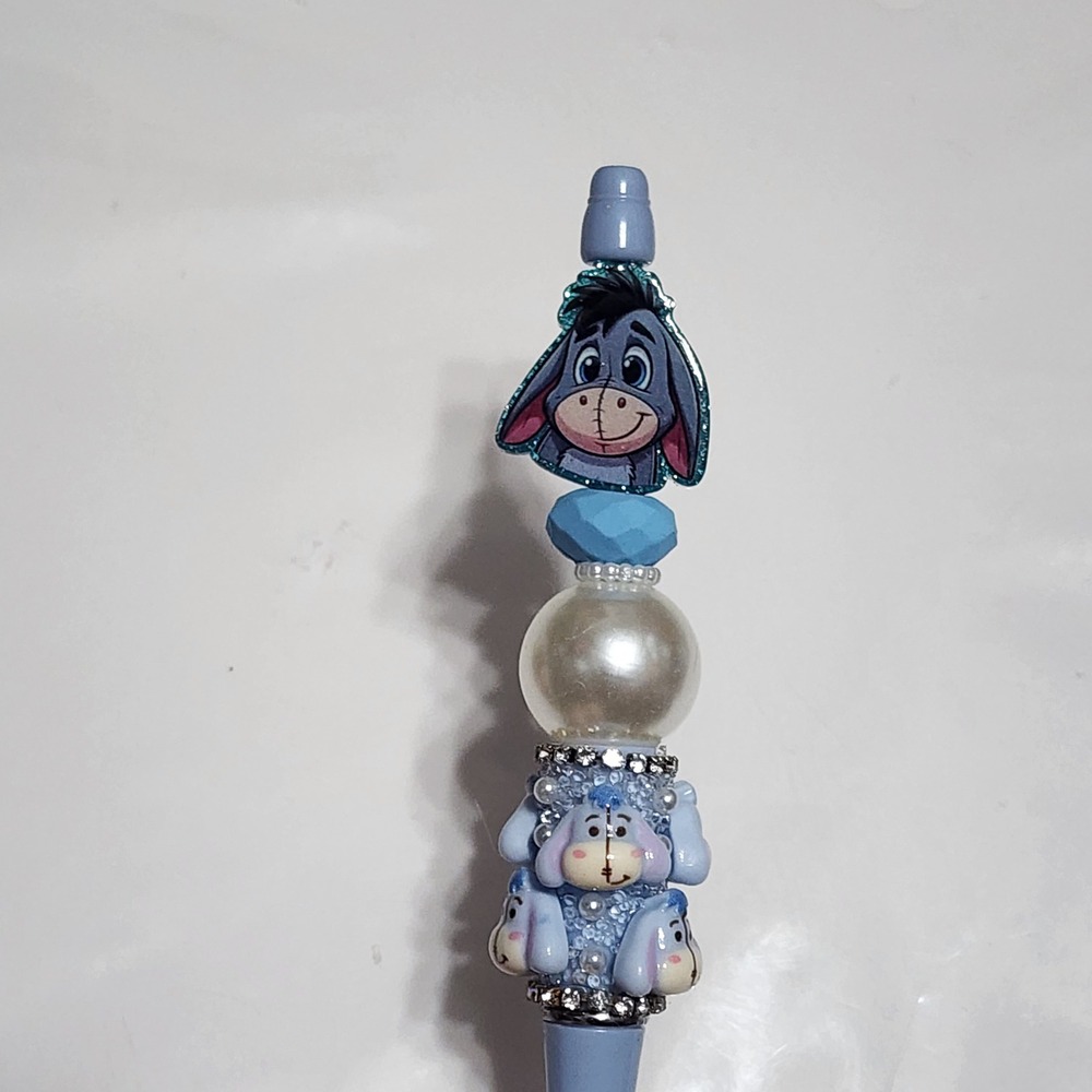 Donkey Beaded Pen Blue Black Ink Gift Stocking Stuffer Refillable